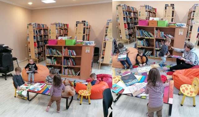 Bērnudārza bērni bibliotēkā
